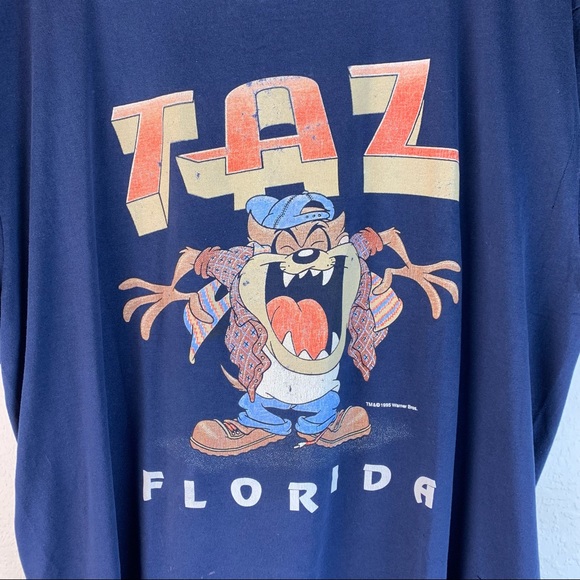 VTG Looney Tunes 1995 90's Streetwear Taz Tasmanian Devil Men's Graphic T-shirt - Picture 2 of 10